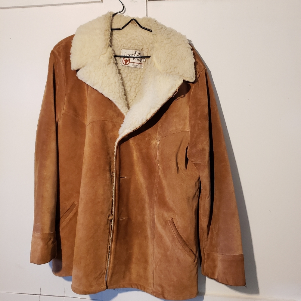 Vintage Sears Leather Shop sherpa Rancher Coat